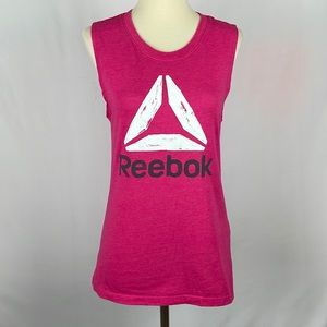 Reebok Hot Pink Sleeveless Tee with Reebok Logo on Front & Back - Size XS